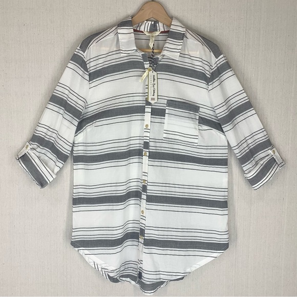 Matilda Jane+Joanna‎ Gaines~NWT~Long Sleeve Striped Button Down Tunic Top~Sz M - Picture 2 of 13